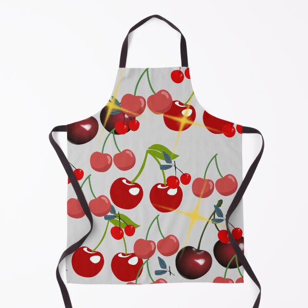 Item preview, Cherry Sparkle Pattern Red Fruit Gray Background Art Print designed and sold by Extremeallie.