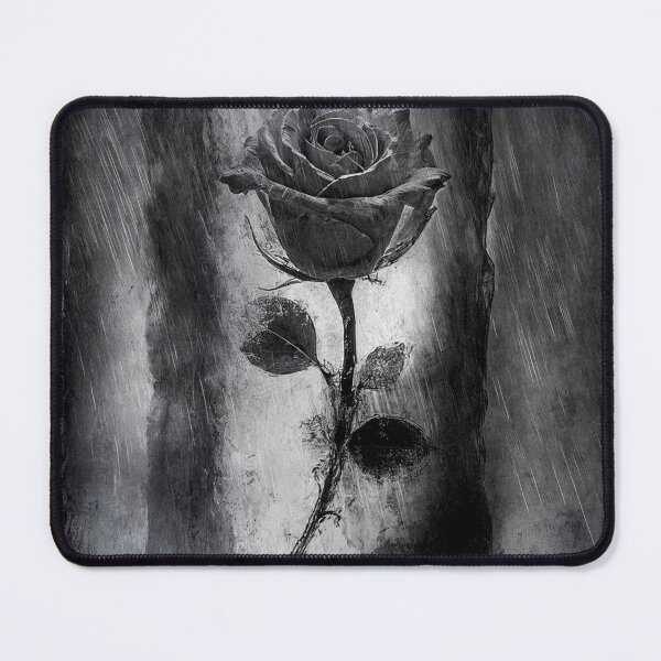 Item preview, Crystal of Sorrow — Dark Gothic Rose in Rain Black and White Art Print Wall Poster designed and sold by WitchyBotanicaArt.