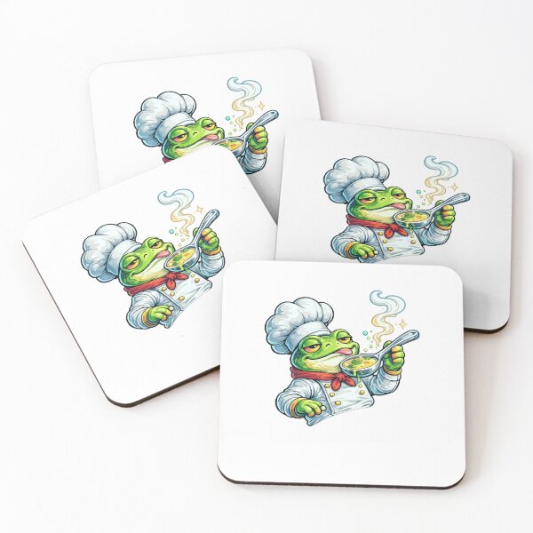Item preview, Smug Frog Chef in Hat Tasting Soup from Giant Spoon – Bold Vivid Cartoon Illustration designed and sold by OnPointOutfits.