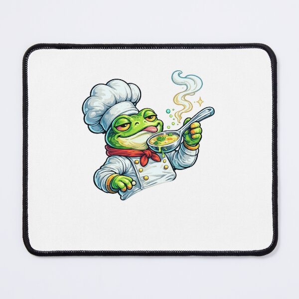 Item preview, Smug Frog Chef in Hat Tasting Soup from Giant Spoon – Bold Vivid Cartoon Illustration designed and sold by OnPointOutfits.