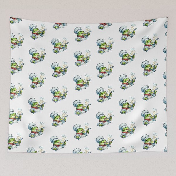 Item preview, Smug Frog Chef in Hat Tasting Soup from Giant Spoon – Bold Vivid Cartoon Illustration designed and sold by OnPointOutfits.