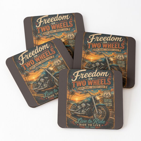 Item preview, Freedom On Two Wheels Retro Coastal Ride designed and sold by BeaVibes.