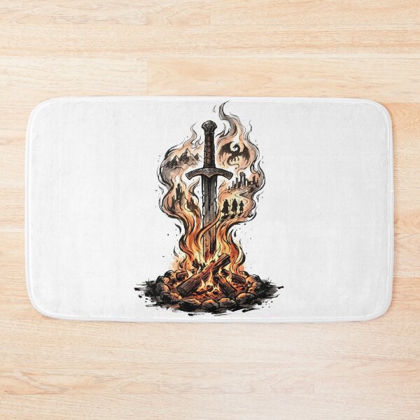 Item preview, Flaming Sword Dragon Quest Fantasy RPG Art designed and sold by Fenay Designs.