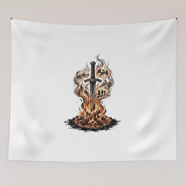 Item preview, Flaming Sword Dragon Quest Fantasy RPG Art designed and sold by Fenay Designs.
