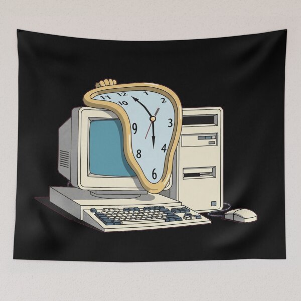 Item preview, Surreal Melting Time Retro Computer designed and sold by MarVan-Prints.