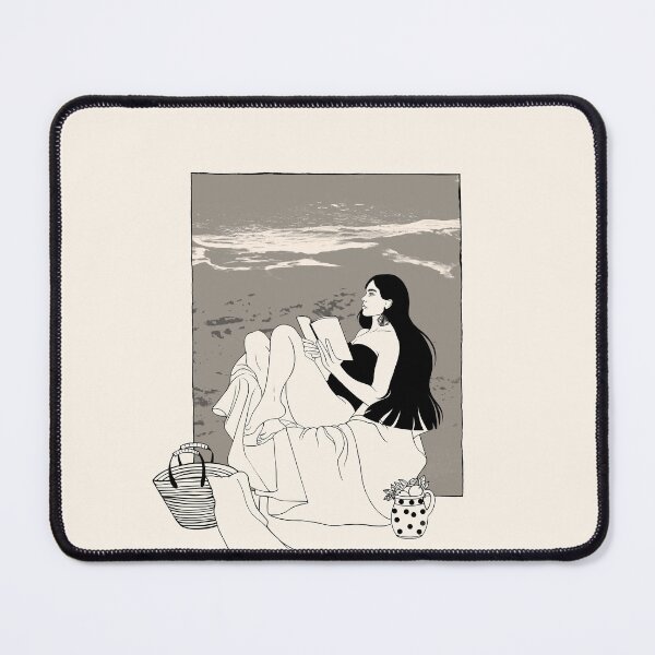 Item preview, Girl Reading Book on the Beach designed and sold by Grin Katalina Floral Patterns & Cozy Art.