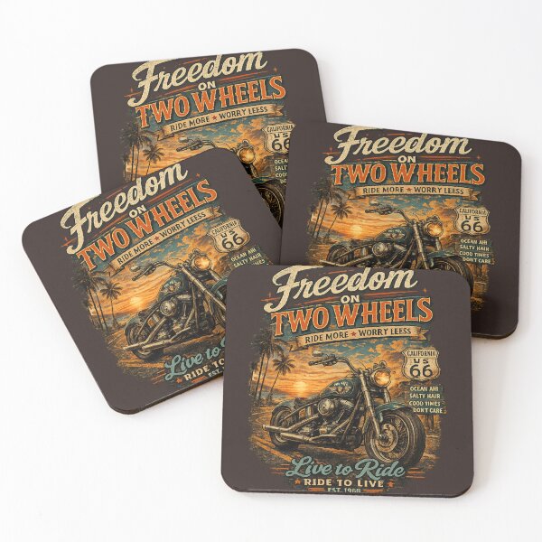 Item preview, Freedom On Two Wheels Retro Coastal Ride designed and sold by BeaVibes.