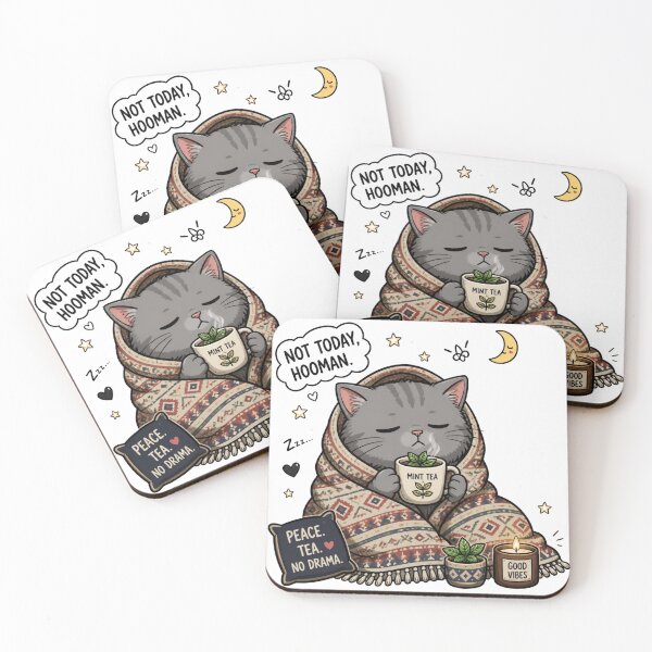 Item preview, Not Today Hooman Cozy Cat Mint Tea designed and sold by alvinavery.