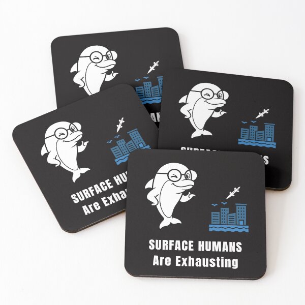 Item preview, Surface Humans Are Exhausting – Dolphin Conspiracy Meme designed and sold by ContigoART.