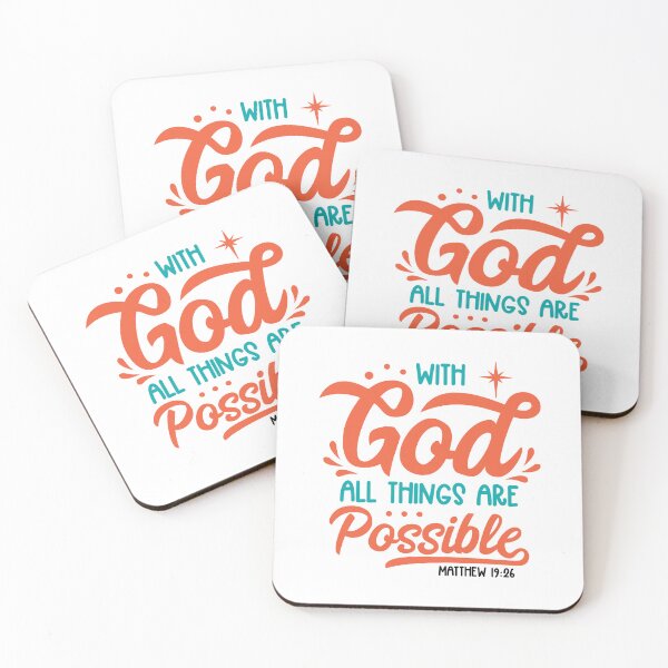 Item preview, God With All Things Are Possible Christian Faith Inspirational Typography T-Shirt, sticker and mug design  designed and sold by Billium Halder.