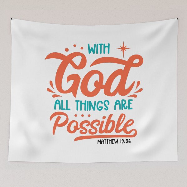 Item preview, God With All Things Are Possible Christian Faith Inspirational Typography T-Shirt, sticker and mug design  designed and sold by Billium Halder.