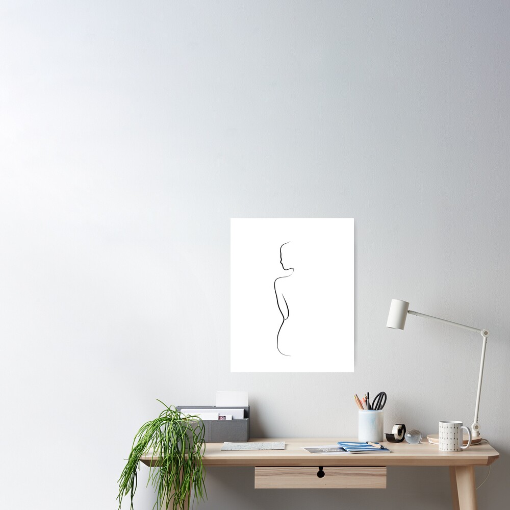 Woman Silhouette Line Drawing Ava Begins Poster For Sale By Odyanne