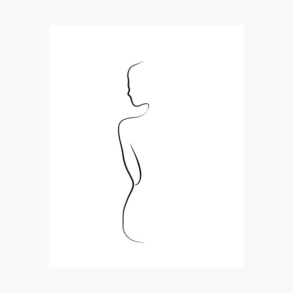 Woman Silhouette Line Drawing Ava Begins Photographic Print For