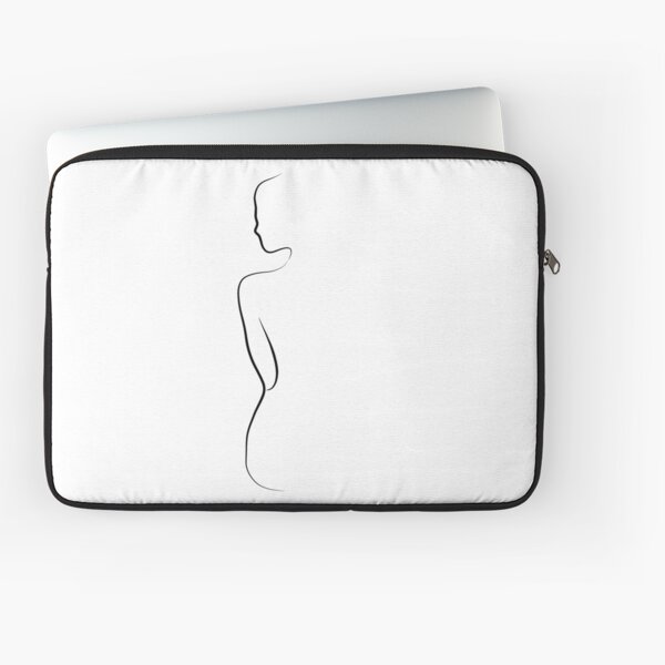 Woman Silhouette Line Drawing - Ava Begins Laptop Sleeve