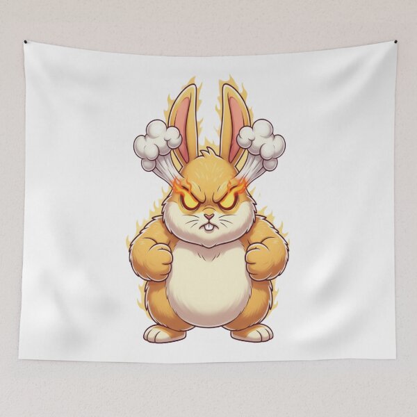 Item preview, Funny Rabbit Meme Humor Collection – Angry Bunny Meme Fire Eyes Rabbit Cartoon Rage Humor designed and sold by MiraLumeStudio.