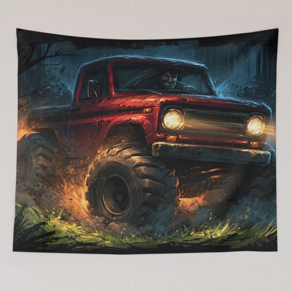 Item preview, Red Pickup Truck in Dark Forest designed and sold by Piotrek0001.