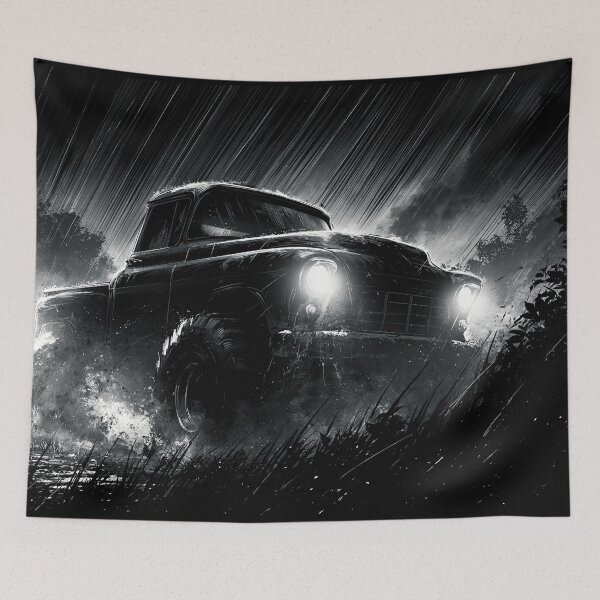 Item preview, Black and White Truck in Heavy Rain designed and sold by Piotrek0001.