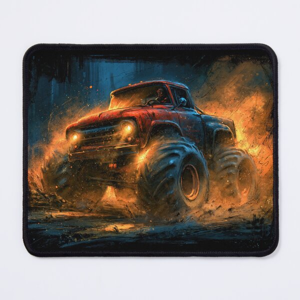 Item preview, Orange Truck with Glowing Headlights in Fog designed and sold by Piotrek0001.