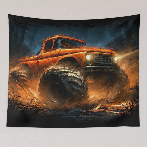 Item preview, Orange Truck Drifting in Dust at Night designed and sold by Piotrek0001.