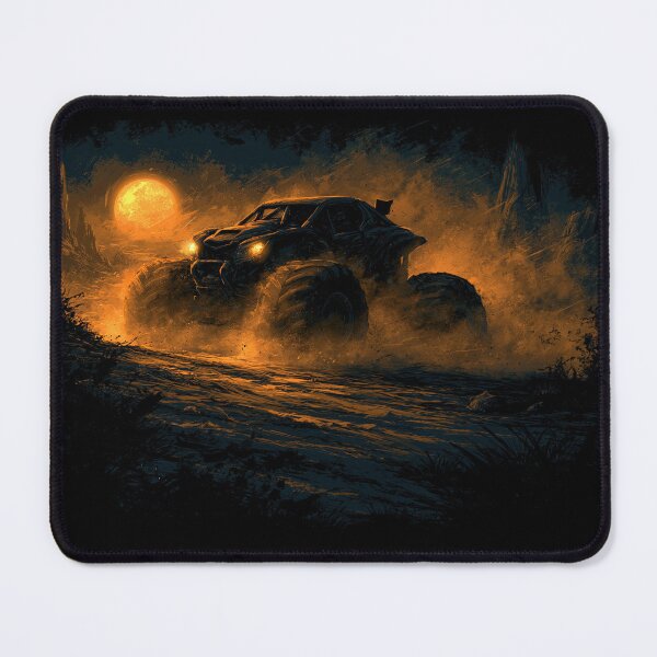 Item preview, Silhouetted Truck Against Orange Sunset Fog designed and sold by Piotrek0001.