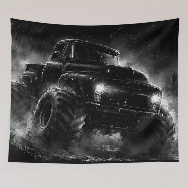 Item preview, Black and White Monster Truck in Dust Storm designed and sold by Piotrek0001.