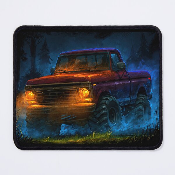 Item preview, Red Truck Glowing in Dark Night Fog designed and sold by Piotrek0001.