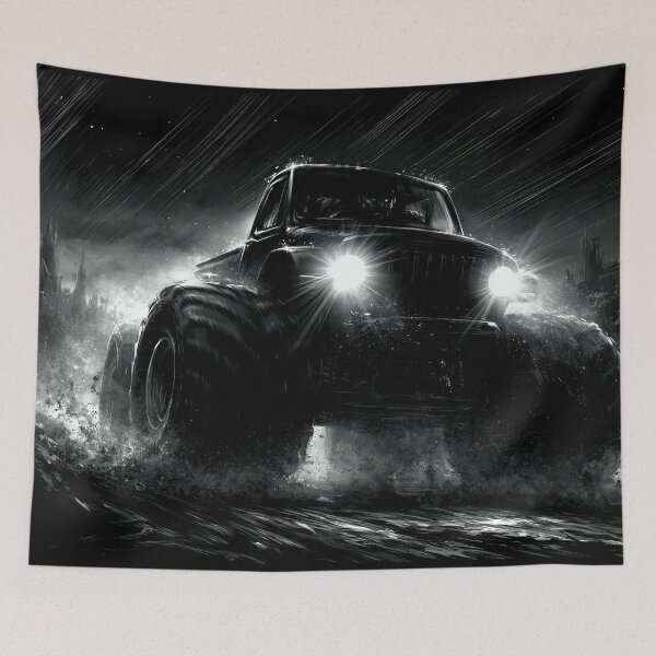 Item preview, Gritty Black and White Truck in Mud Splash designed and sold by Piotrek0001.