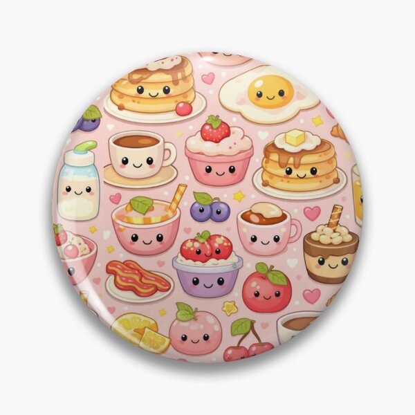 Item preview, Kawaii food pattern breakfast Cute Pastel Morning Food Illustration designed and sold by Aramdesing.