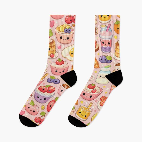 Item preview, Kawaii food pattern breakfast Cute Pastel Morning Food Illustration designed and sold by Aramdesing.