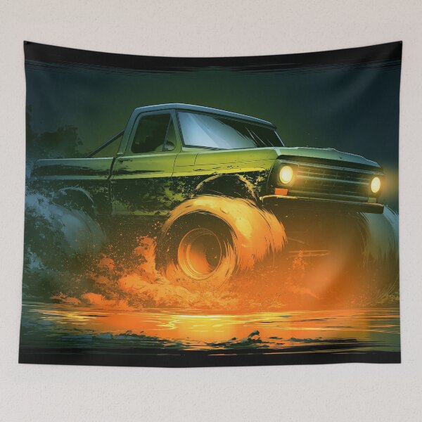 Item preview, Green Truck with Intense Orange Light Blur designed and sold by Piotrek0001.