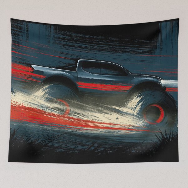 Item preview, Black Truck Speeding with Red Light Trails designed and sold by Piotrek0001.