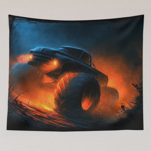 Item preview, Truck Silhouette in Fiery Orange Smoke designed and sold by Piotrek0001.