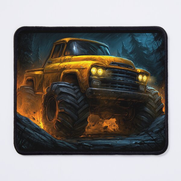 Item preview, Yellow Monster Truck Glowing in Dark Fog designed and sold by Piotrek0001.