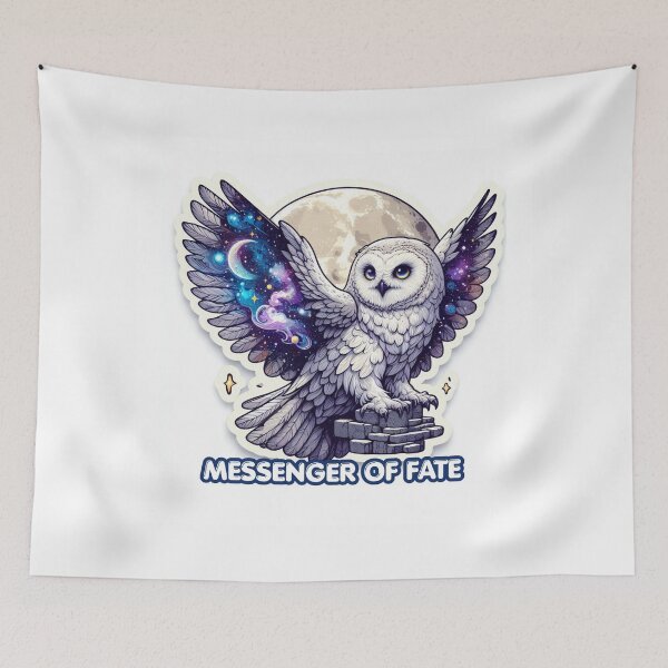 Item preview, Lunar Owl: Messenger of Fate Galaxy Celestial Sticker designed and sold by Chronicles_Of_Fauna.