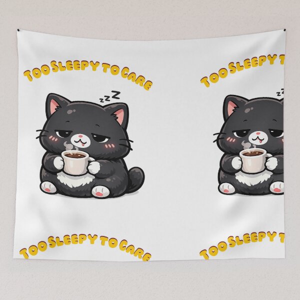 Item preview, Too Sleepy to Care Cute Black Cat Coffee Design designed and sold by ArtistryPulse90.