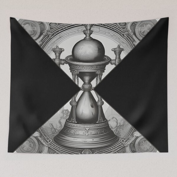 Item preview, Gothic Hourglass Engraving - Memento Mori Time Geometric Art designed and sold by DarkOriginArts.