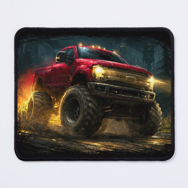 Item preview, Red Monster Truck in Foggy Night Forest designed and sold by Piotrek0001.