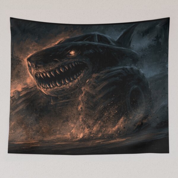 Item preview, Shark Face Monster Truck in Muddy Night designed and sold by Piotrek0001.