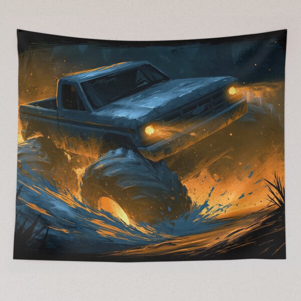 Item preview, Blue Truck Covered in Mud at Night designed and sold by Piotrek0001.