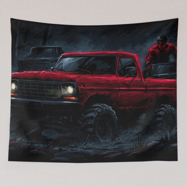 Item preview, Classic Red Pickup in Dark Forest Shadows designed and sold by Piotrek0001.