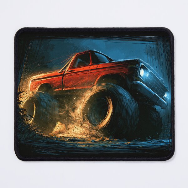 Item preview, Red Truck Driving Through Foggy Night designed and sold by Piotrek0001.