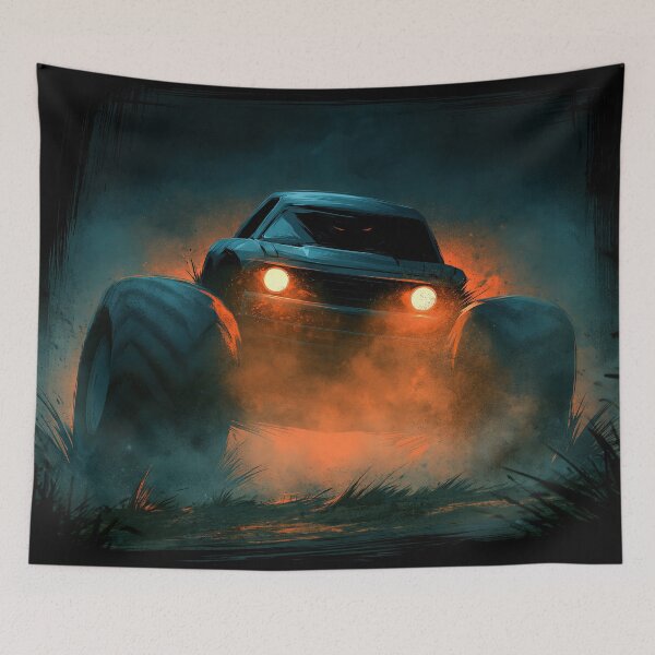 Item preview, Truck Glowing with Orange Underglow in Fog designed and sold by Piotrek0001.
