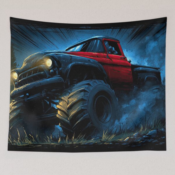 Item preview, Red Truck Mudding in Deep Blue Night designed and sold by Piotrek0001.