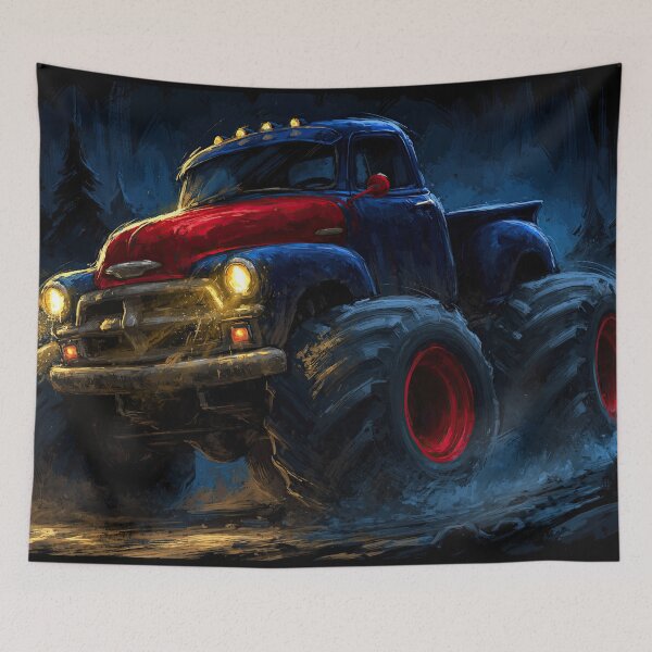 Item preview, Red 4x4 Truck Parked in Blue Moonlight designed and sold by Piotrek0001.