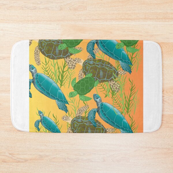 Item preview, Sea Turtle Seaweed Ocean Pattern Yellow Orange Gradient Art Print designed and sold by Extremeallie.