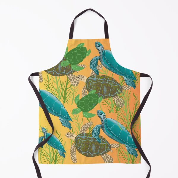 Item preview, Sea Turtle Seaweed Ocean Pattern Yellow Orange Gradient Art Print designed and sold by Extremeallie.