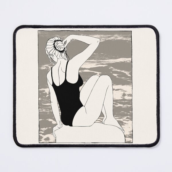 Item preview, Girl Sitting on Rock by Ocean designed and sold by Grin Katalina Floral Patterns & Cozy Art.