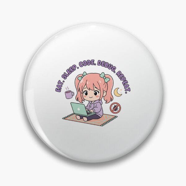 Item preview, Kawaii Chibi Developer - Eat Sleep Code Debug Repeat - Cute Tech Sticker designed and sold by Osmose-Studio.