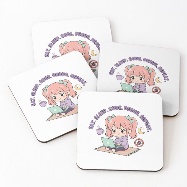 Item preview, Kawaii Chibi Developer - Eat Sleep Code Debug Repeat - Cute Tech Sticker designed and sold by Osmose-Studio ⭐⭐⭐⭐⭐.