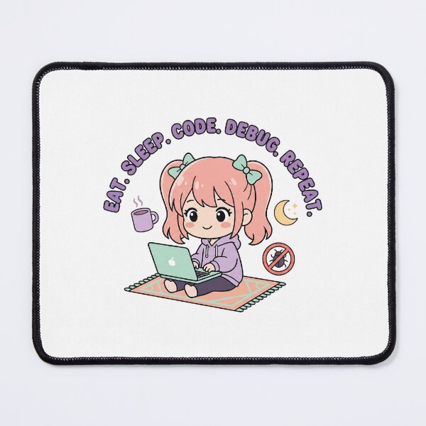 Item preview, Kawaii Chibi Developer - Eat Sleep Code Debug Repeat - Cute Tech Sticker designed and sold by Osmose-Studio.